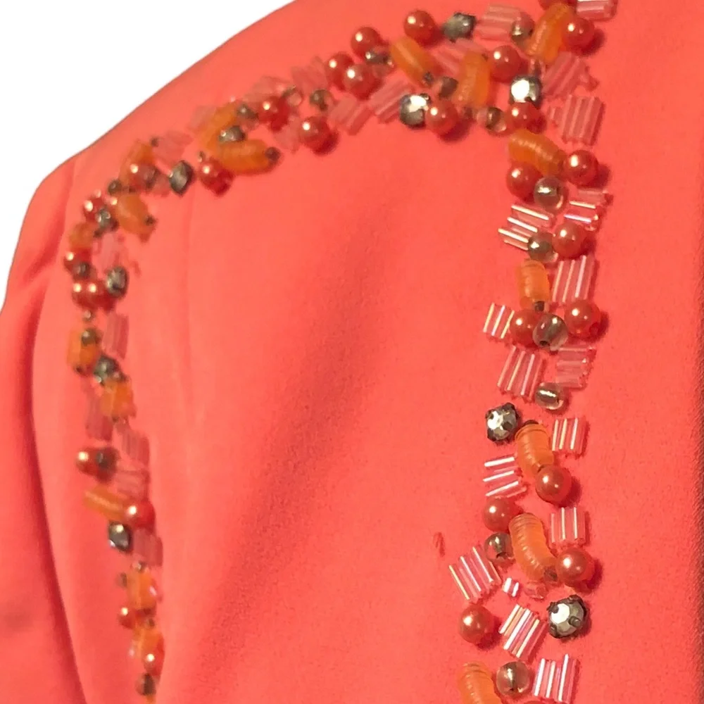 St. Anthony Evening Coral Beaded Dress Jacket size 24W - Picture 6 of 11